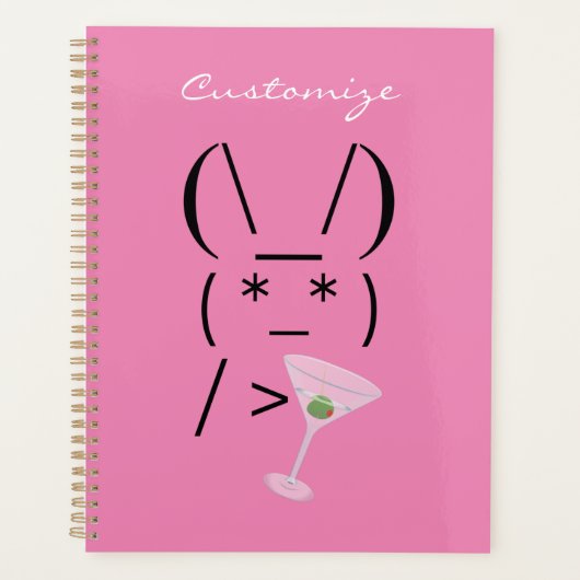 Cute Ascii bunny holding martini Thunder_Cove Planner (Voorkant)