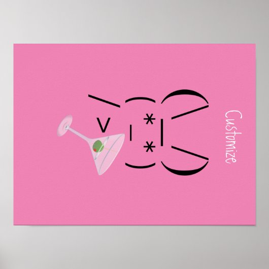 Cute Ascii bunny holding martini Thunder_Cove Poster (Voorkant)