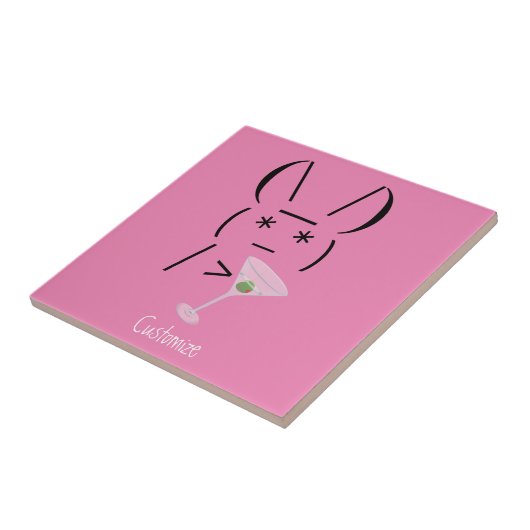 Cute Ascii bunny holding martini Thunder_Cove Tegeltje (Zijkant)