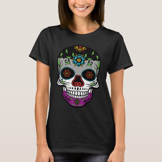 Cute asexual proud flag sugar skull t-shirt (Voorkant)