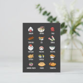 Cute Asian Food Kawaii Sushi Rice Fish Ramen Lover Briefkaart (Staand voorkant)