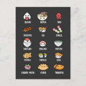 Cute Asian Food Kawaii Sushi Rice Fish Ramen Lover Briefkaart (Voorkant)