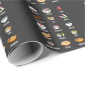 Cute Asian Food Kawaii Sushi Rice Fish Ramen Lover Cadeaupapier (Rol Hoek)