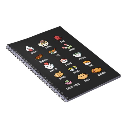 Cute Asian Food Kawaii Sushi Rice Fish Ramen Lover Notitieboek (Rechterzijde)