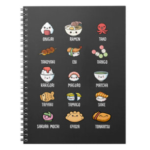 Cute Asian Food Kawaii Sushi Rice Fish Ramen Lover Notitieboek