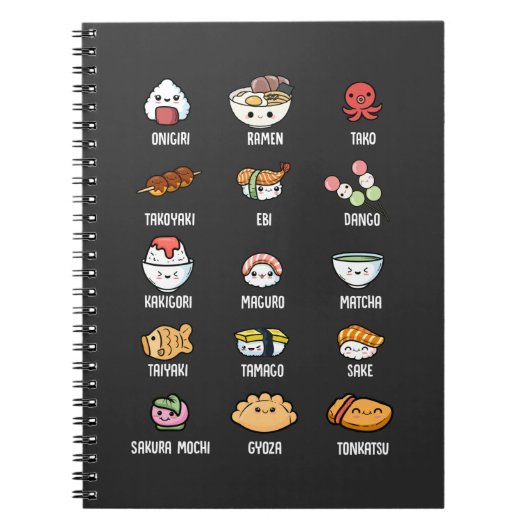 Cute Asian Food Kawaii Sushi Rice Fish Ramen Lover Notitieboek (Voorkant)