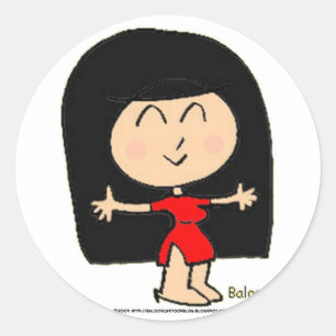 CUTE ASIAN GIRL RONDE STICKER