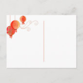 Cute Asian Paper Lantern Wedding RSVP Uitnodiging Briefkaart (Achterkant)