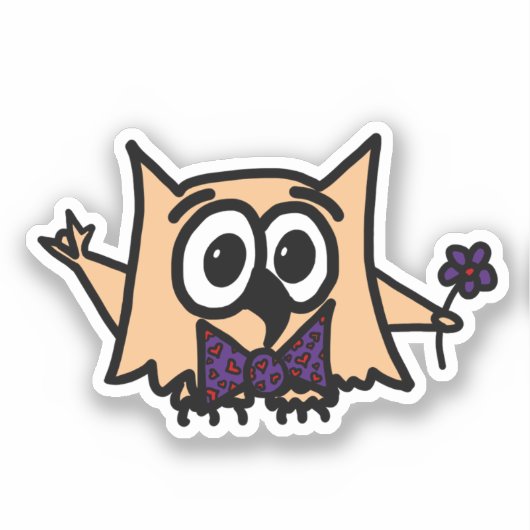 Cute ASL "Ik hou van je" Ollie the Owl Sticker (Voorkant)