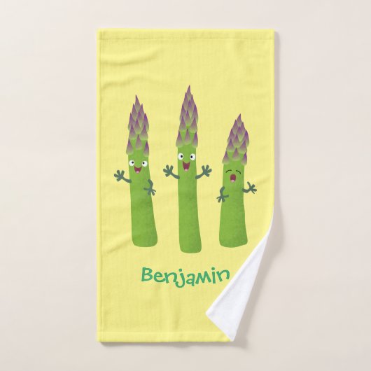 Cute asparaging vegetable trio cartoon bad handdoek (Handdoek)