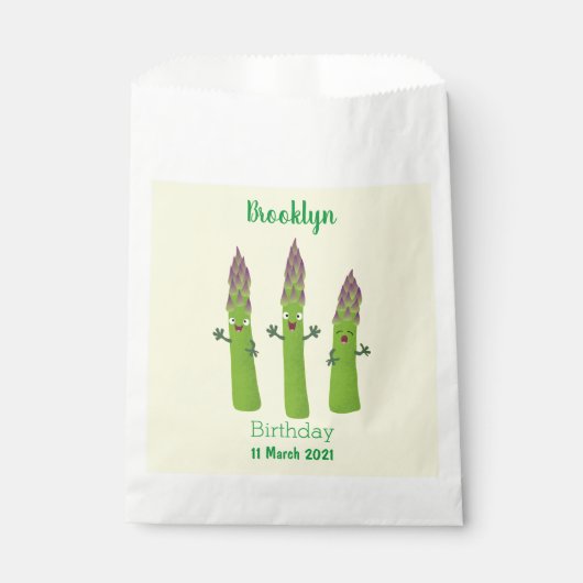 Cute asparaging vegetable trio cartoon bedankzakje (Voorkant)
