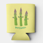 Cute asparaging vegetable trio cartoon blikjeskoeler (Achterkant)