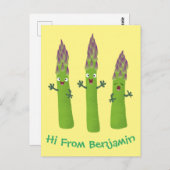 Cute asparaging vegetable trio cartoon briefkaart (Voorkant / Achterkant)