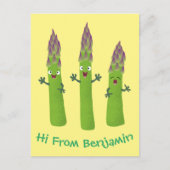 Cute asparaging vegetable trio cartoon briefkaart (Voorkant)