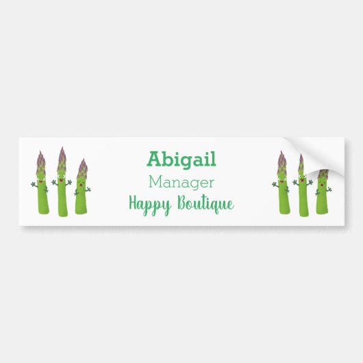 Cute asparaging vegetable trio cartoon bumpersticker (Voorkant)