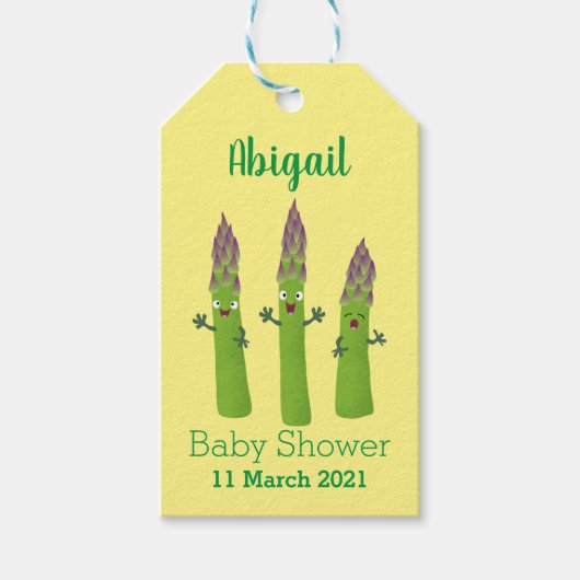 Cute asparaging vegetable trio cartoon cadeaulabel (Voorkant)