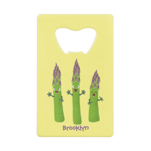 Cute asparaging vegetable trio cartoon creditkaart flessenopener