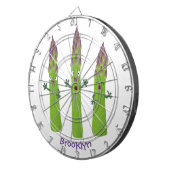 Cute asparaging vegetable trio cartoon dartbord (Voorkant Rechts)