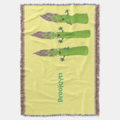 Cute asparaging vegetable trio cartoon deken (Voorkant Verticaal)