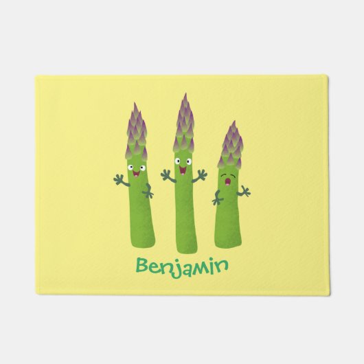 Cute asparaging vegetable trio cartoon deurmat (Voorkant)