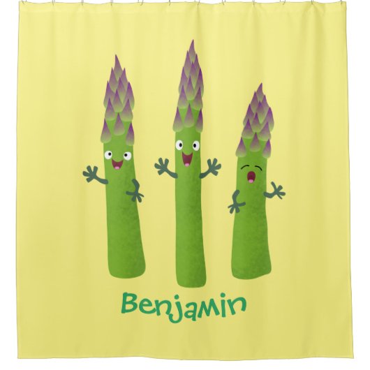 Cute asparaging vegetable trio cartoon douchegordijn (Voorkant)