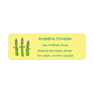 Cute asparaging vegetable trio cartoon etiket