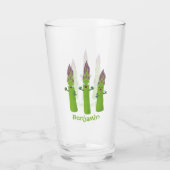Cute asparaging vegetable trio cartoon glas (Achterkant)