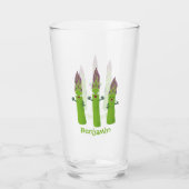 Cute asparaging vegetable trio cartoon glas (Voorkant)