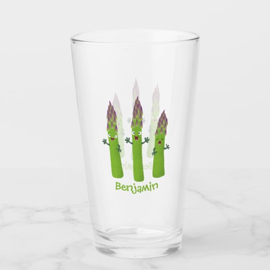 Cute asparaging vegetable trio cartoon glas (Voorkant)