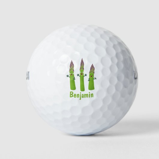Cute asparaging vegetable trio cartoon golfballen (Voorkant)