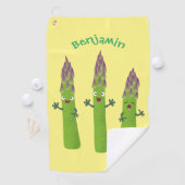 Cute asparaging vegetable trio cartoon golfhanddoek (Insitu)