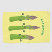 Cute asparaging vegetable trio cartoon golfhanddoek (Horizontaal)
