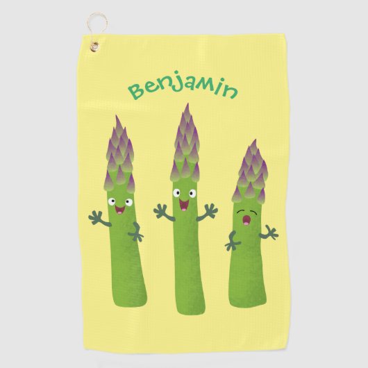 Cute asparaging vegetable trio cartoon golfhanddoek (Voorkant)