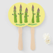 Cute asparaging vegetable trio cartoon handwaaier (Voorkant en achterkant)