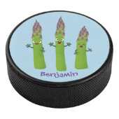 Cute asparaging vegetable trio cartoon hockey puck (3/4)