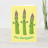 Cute asparaging vegetable trio cartoon kaart (Voorkant)