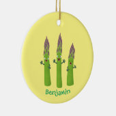 Cute asparaging vegetable trio cartoon keramisch ornament (Rechts)