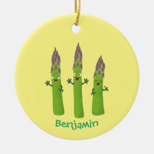 Cute asparaging vegetable trio cartoon keramisch ornament