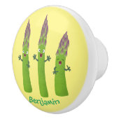 Cute asparaging vegetable trio cartoon keramische knop (Rechts)