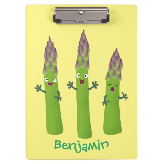 Cute asparaging vegetable trio cartoon klembord (Voorkant)