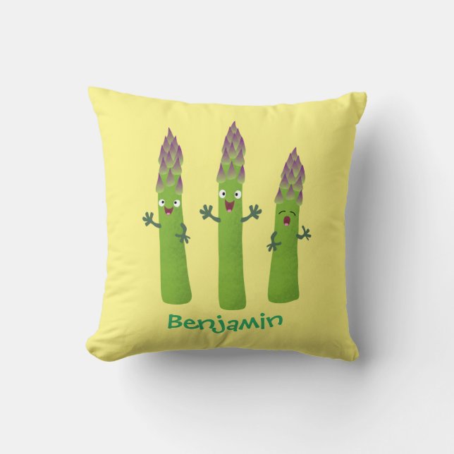 Cute asparaging vegetable trio cartoon kussen (Voorkant)