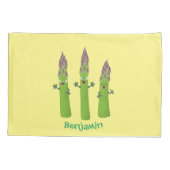 Cute asparaging vegetable trio cartoon kussensloop (Achterkant)