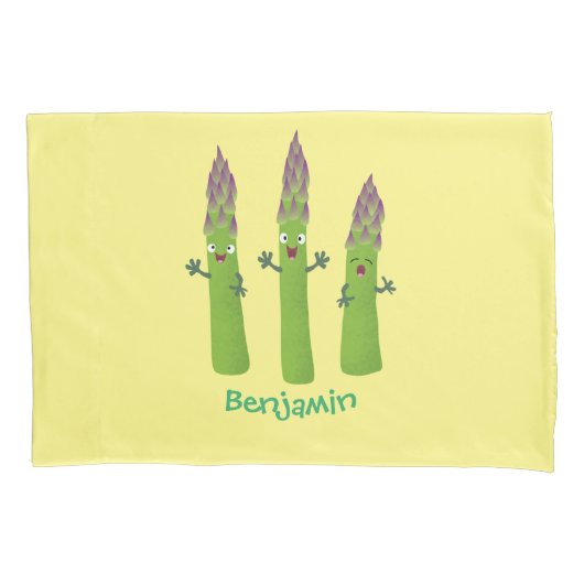 Cute asparaging vegetable trio cartoon kussensloop (Voorkant)