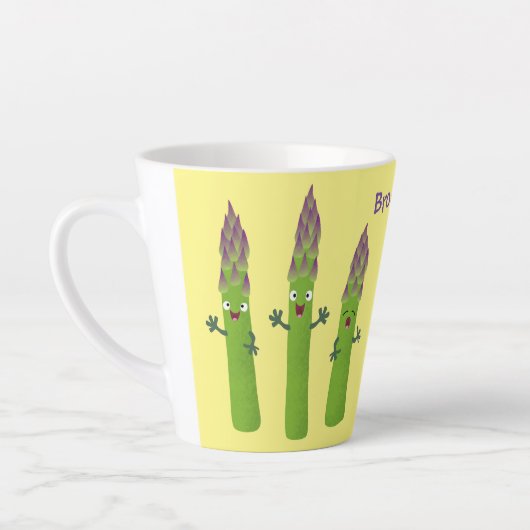 Cute asparaging vegetable trio cartoon latte mok (Links)