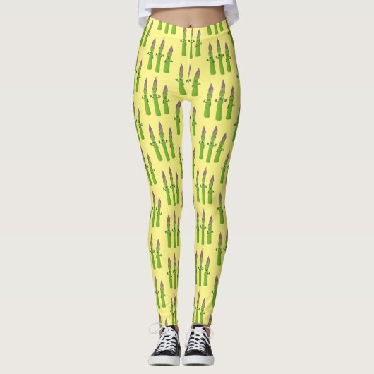 Cute asparaging vegetable trio cartoon leggings (Voorkant)