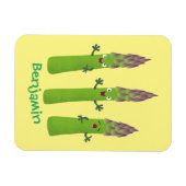 Cute asparaging vegetable trio cartoon magneet (Horizontaal)