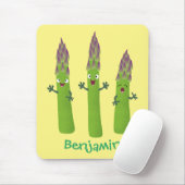 Cute asparaging vegetable trio cartoon muismat (Met muis)