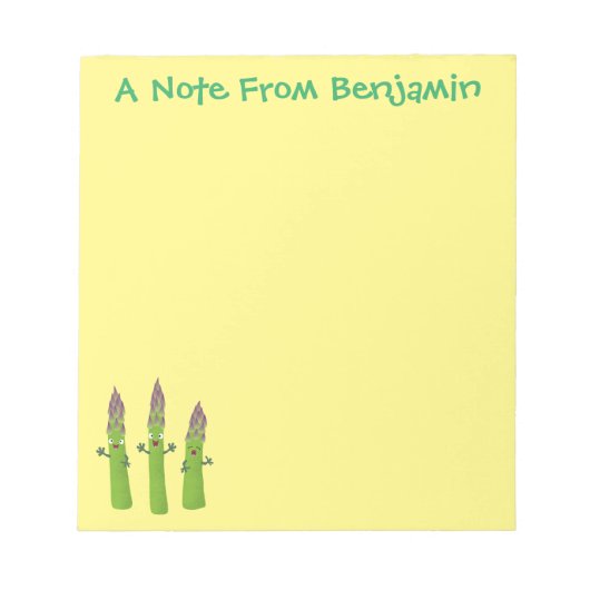 Cute asparaging vegetable trio cartoon notitieblok (Voorkant)