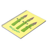 Cute asparaging vegetable trio cartoon notitieboek (Linkerzijde)