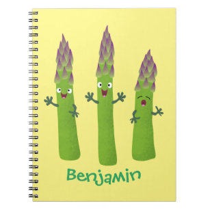 Cute asparaging vegetable trio cartoon notitieboek